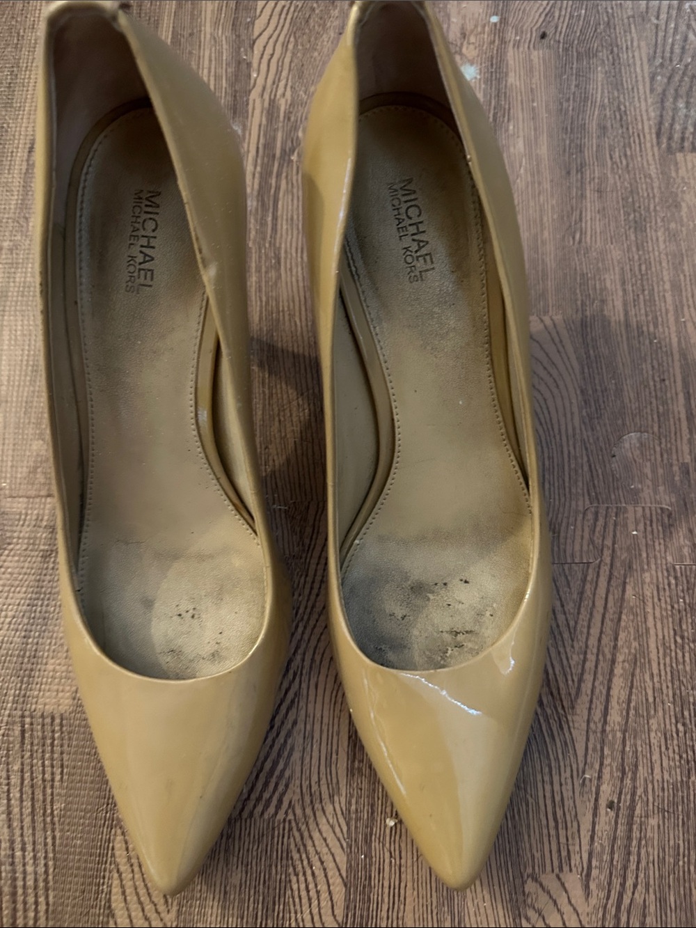 Michael Kors Tan Patent Leather Pointed-Toe Pumps